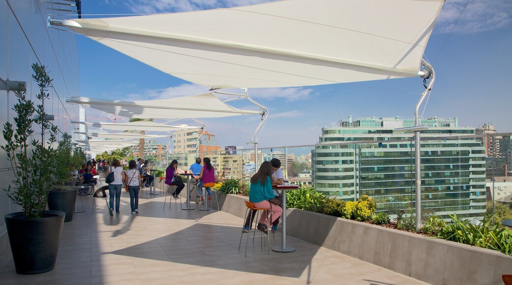 Costanera Center showing cafe scenes, a city and outdoor eating