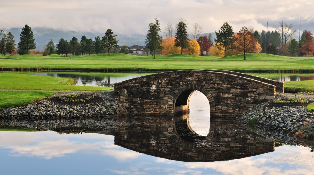 Stone bridge over creek on golf course
