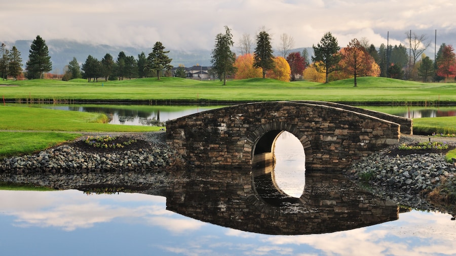 Stone bridge over creek on golf course