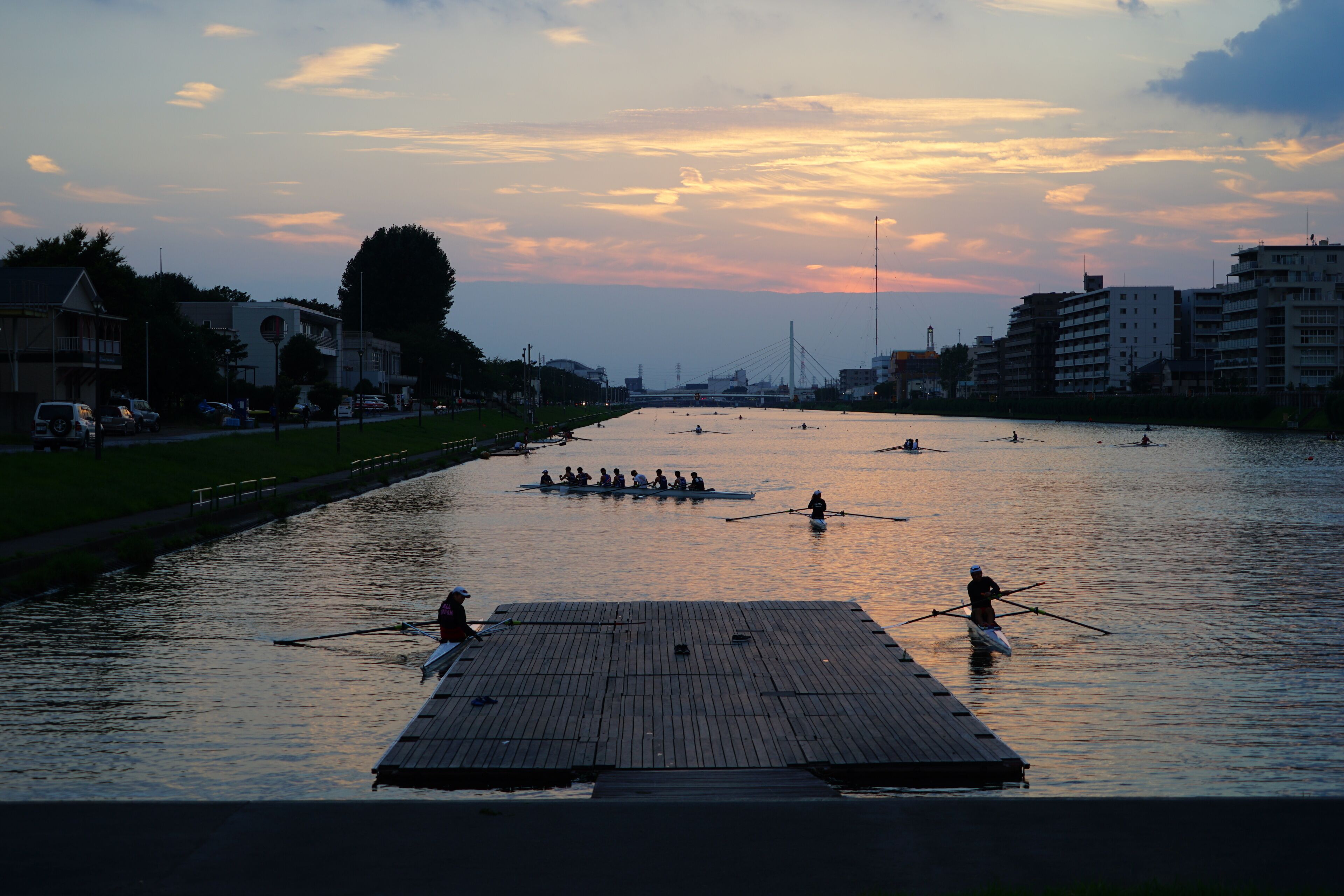 Sunset of boat course, Toda-shi, Saitama Prefecture, Japan.
