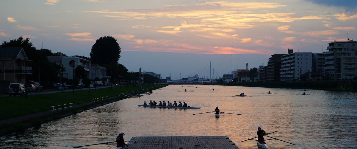 Sunset of boat course, Toda-shi, Saitama Prefecture, Japan.