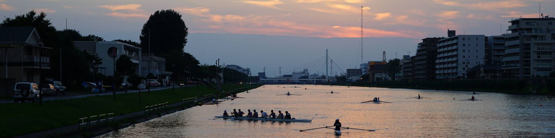 Sunset of boat course, Toda-shi, Saitama Prefecture, Japan.