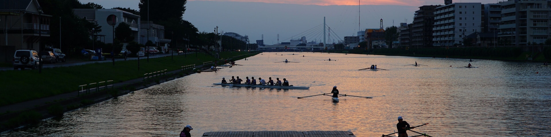 Sunset of boat course, Toda-shi, Saitama Prefecture, Japan.