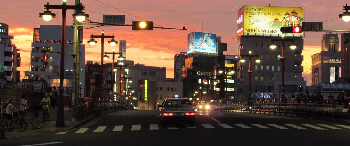 Walking back to Asakusa from Tokyo Skytree. Why do the sunsets always look so good in Tokyo?