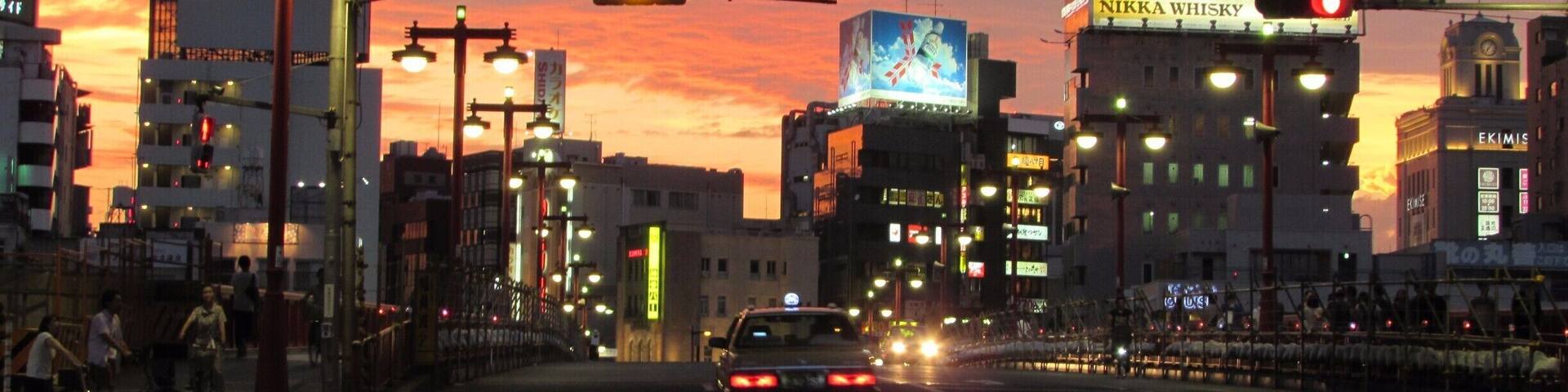 Walking back to Asakusa from Tokyo Skytree. Why do the sunsets always look so good in Tokyo?