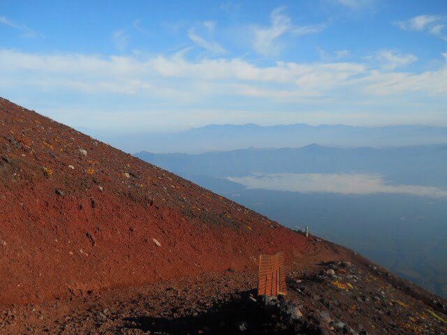Post sunrise descent down Mt Fuji