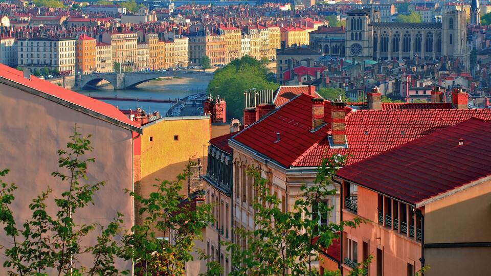 Lyon from la Croix-Rousse quarter, Lyon, RhoÃÇne-Alpes region, France