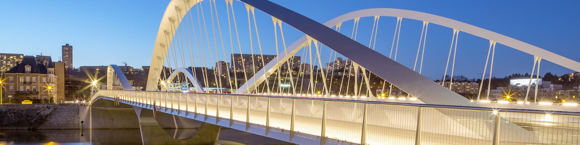View of Schuman bridge by night, Lyon, France, Europe., Shutterstock ID 243742288, SF SSA Case with Manager Approval: Case 07151371, Job: Prepay credit, Client/Licensee: , Other: