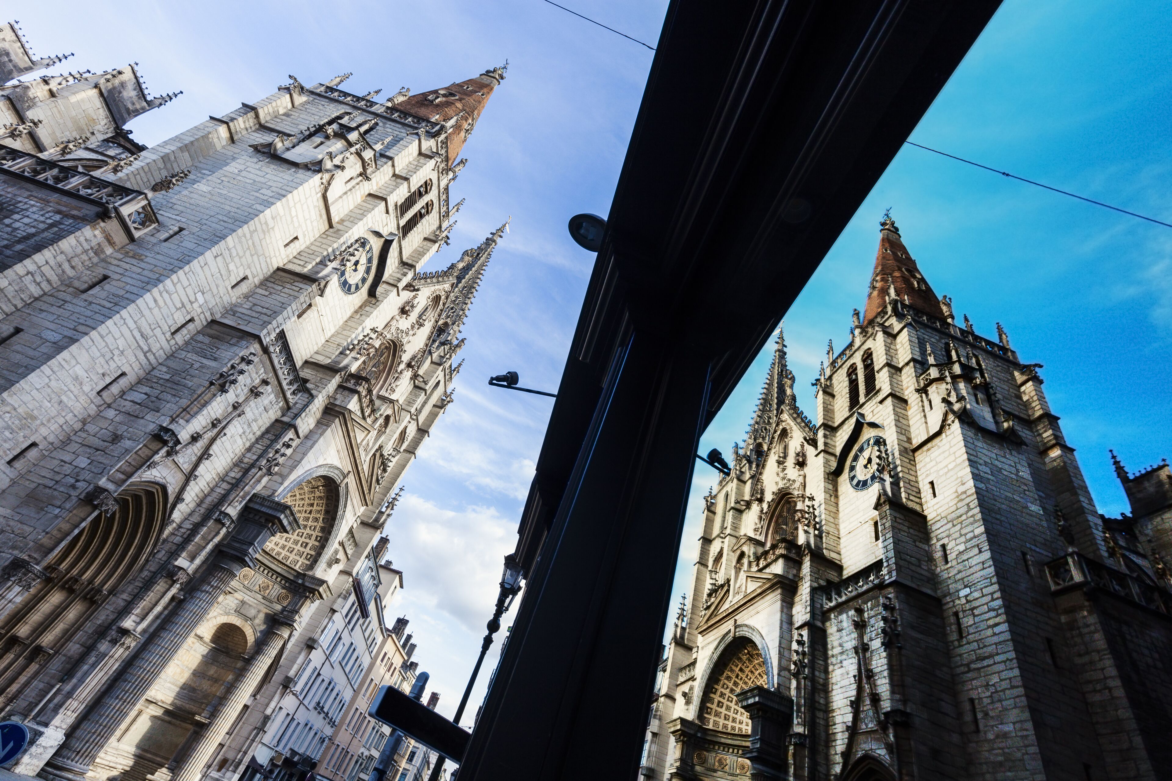 Church of Saint Nizier in Lyon reflected in the shop window. Lyon, Rhone-Alpes, France.; Shutterstock ID 424240261