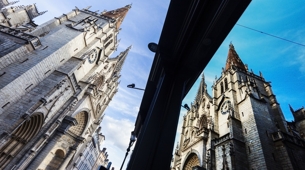 Church of Saint Nizier in Lyon reflected in the shop window. Lyon, Rhone-Alpes, France.; Shutterstock ID 424240261