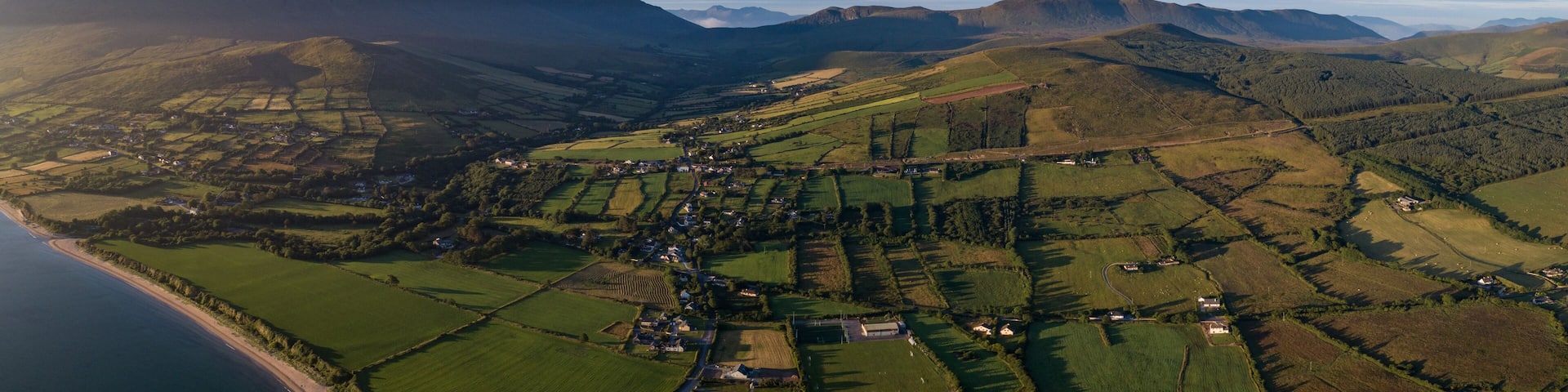 sunrise panorama landscape of the Dingle peninsula on the west coast of Ireland