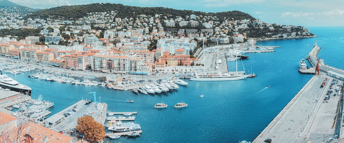 Panorama photo of the Port Lympia of Nice
