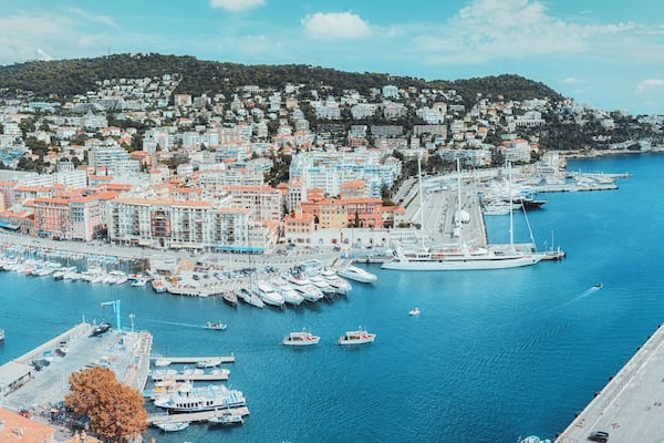 Panorama photo of the Port Lympia of Nice