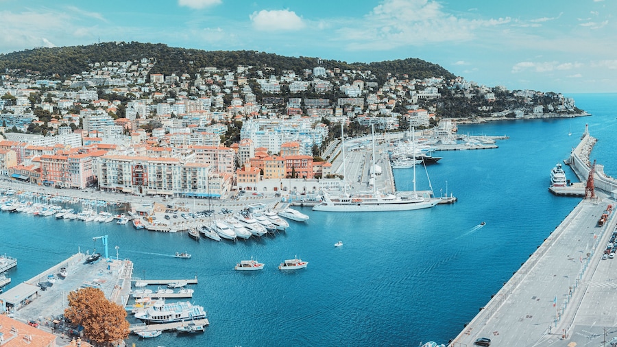 Panorama photo of the Port Lympia of Nice