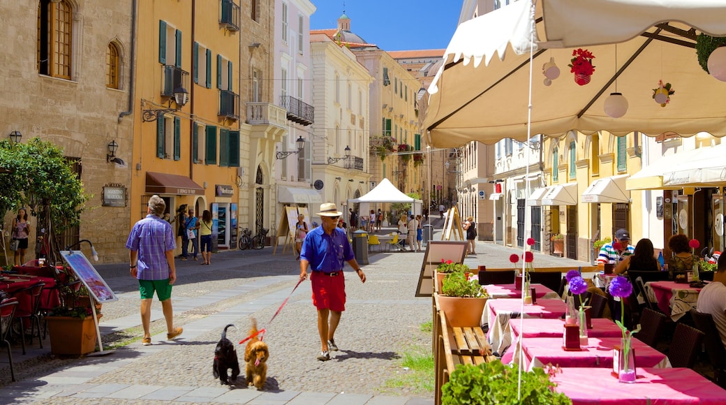 Piazza Civica som viser koselige dyr i tillegg til en mann
