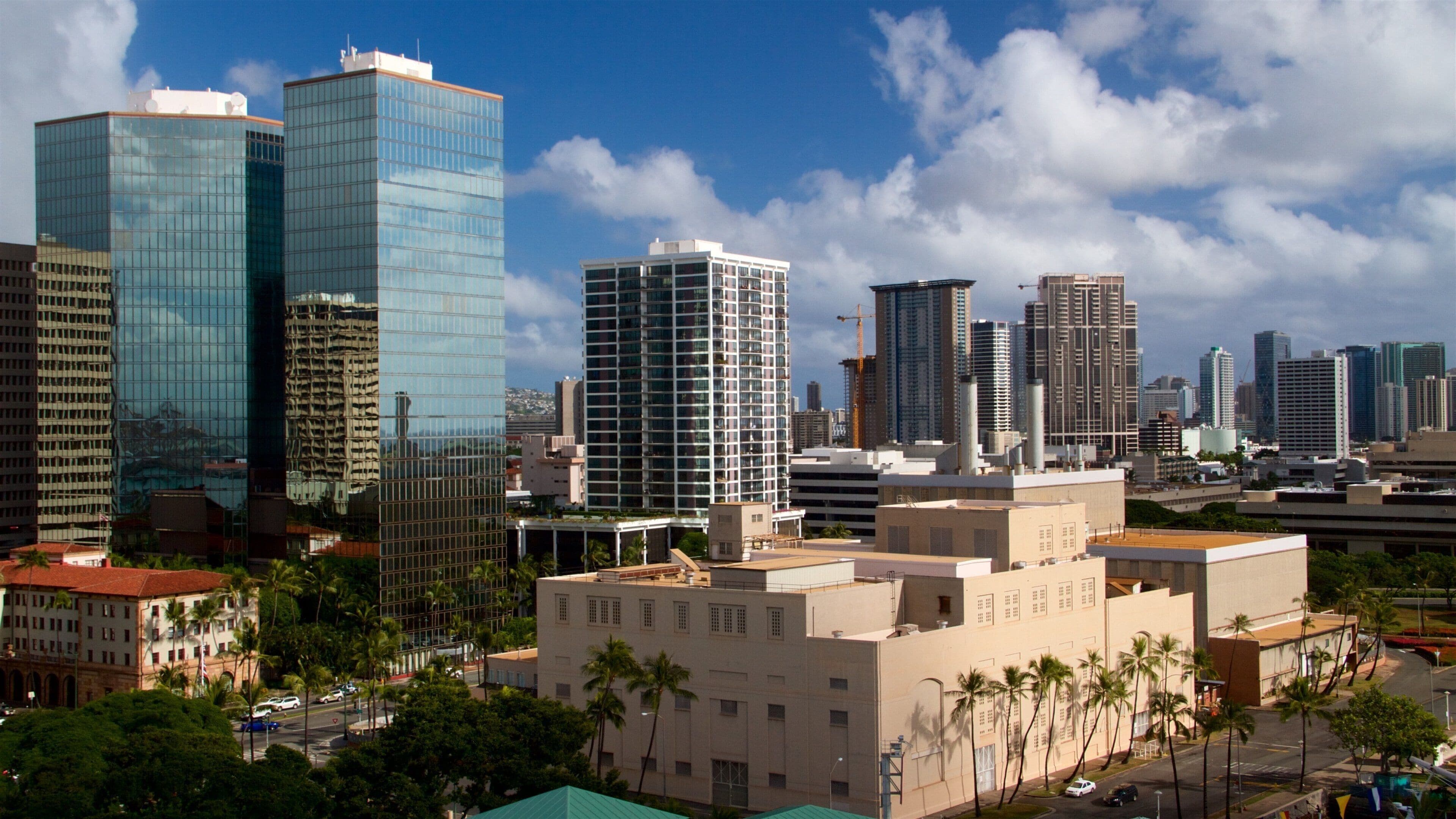 Aloha Tower which includes a city, landscape views and a skyscraper