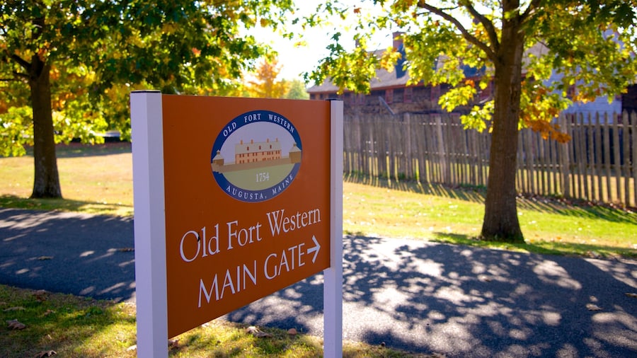 Old Fort Western showing signage