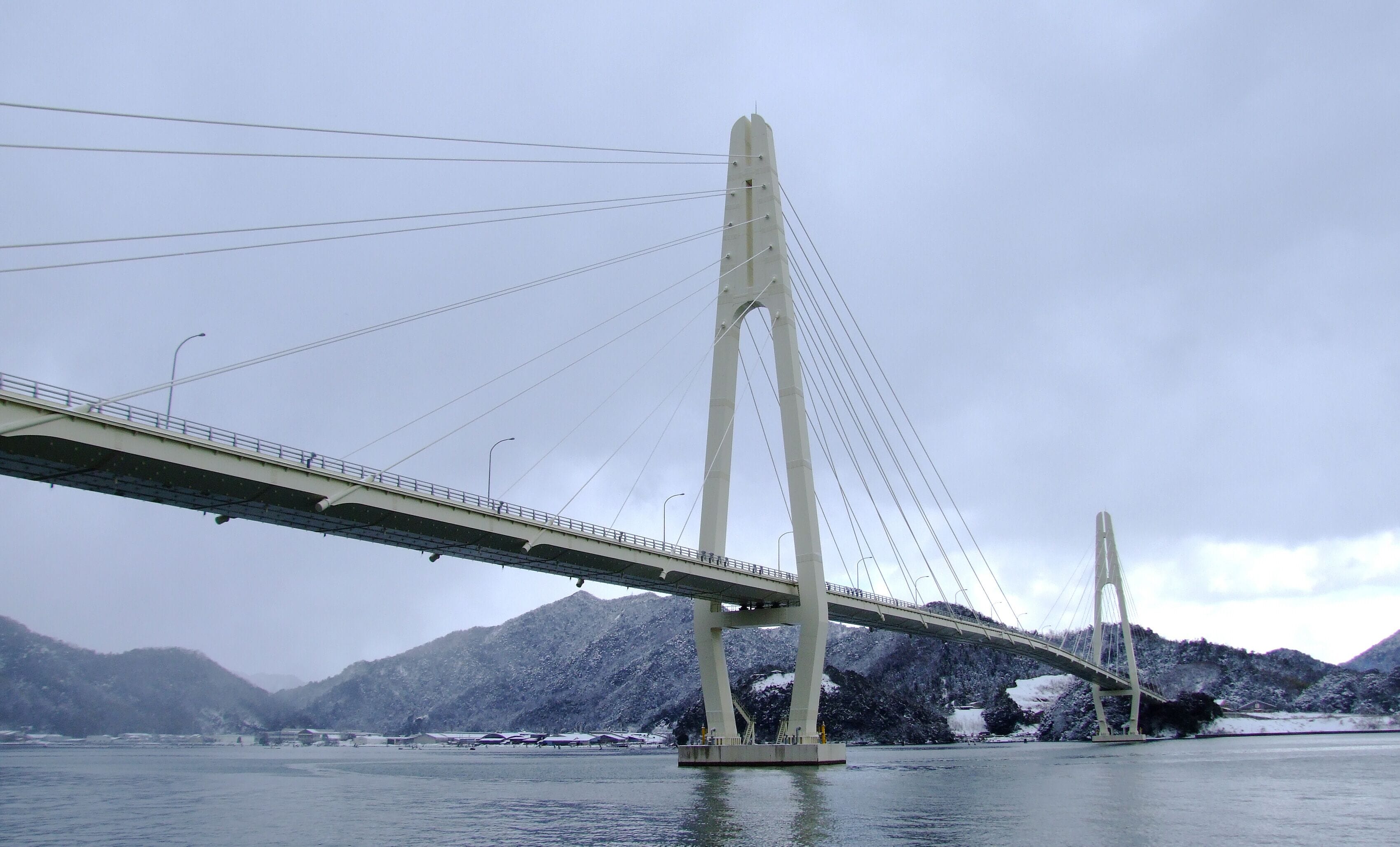 Maizuru Crane Bridge. a cable stayed bridge in Maizuru city, Kyoto pref., Japan.