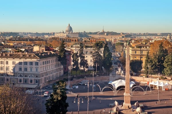 Piazza del Popolo and the street Cola di Rienzo