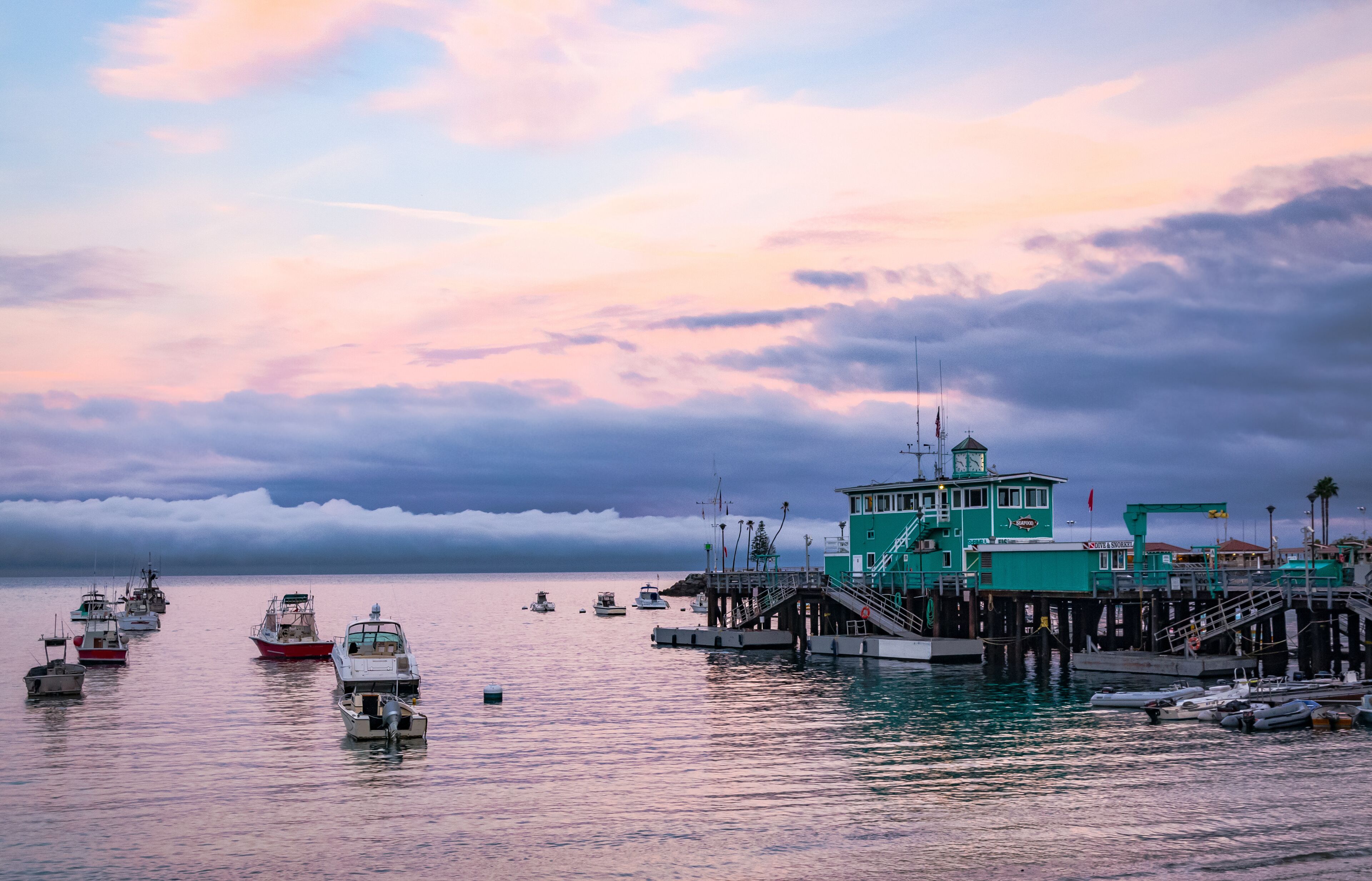 Tranquil Avalon Harbor at Sunset on Catalina Island California