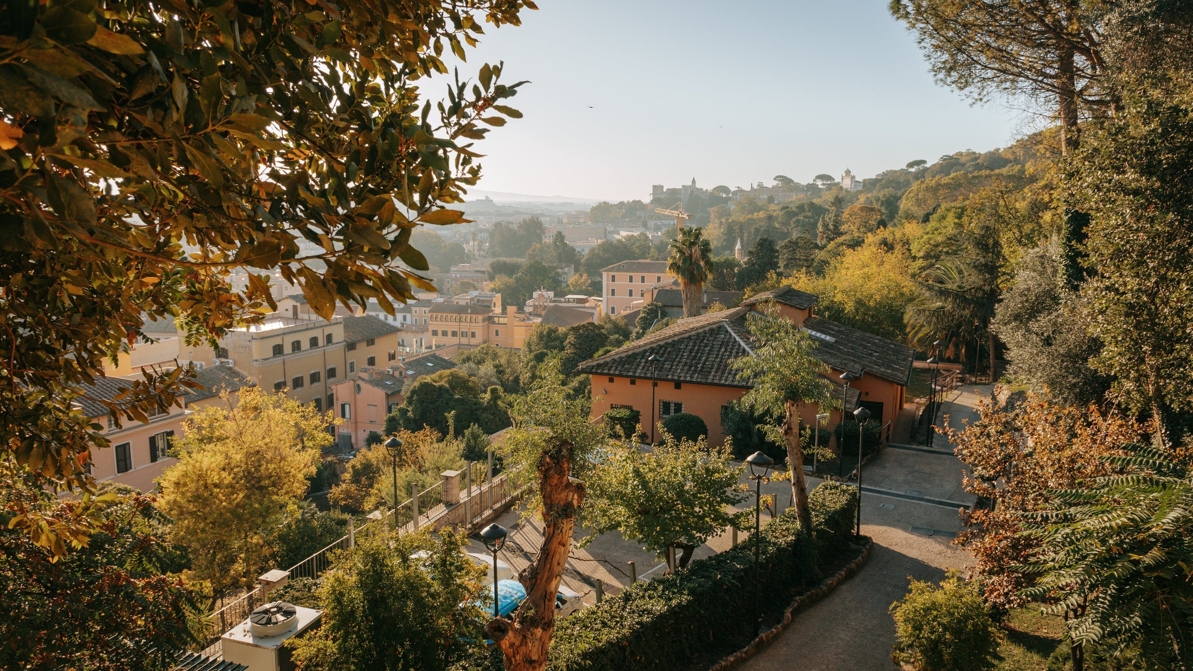 Passeggiata del Gianicolo showing a sunset