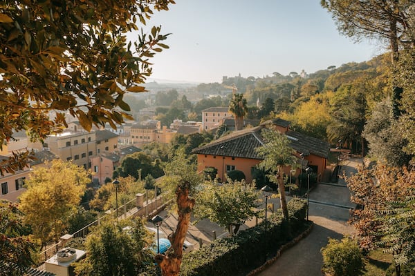 Passeggiata del Gianicolo showing a sunset