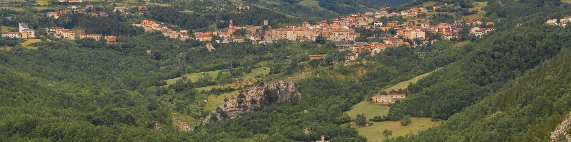 Scenic mountain view to Palena in Abruzzo, Italy