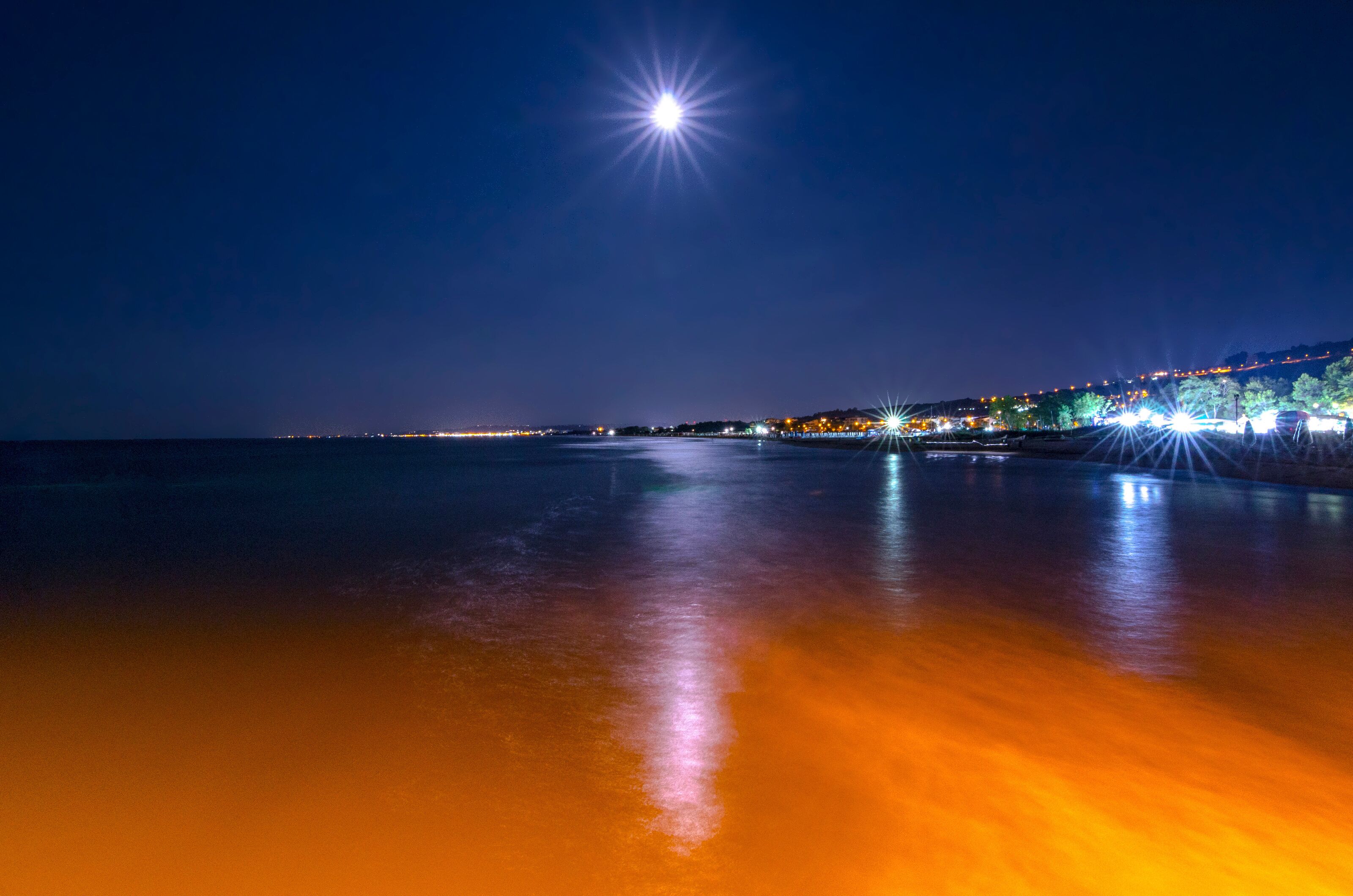 View of Vasto from the beach at night (Abruzzo - Italy)
