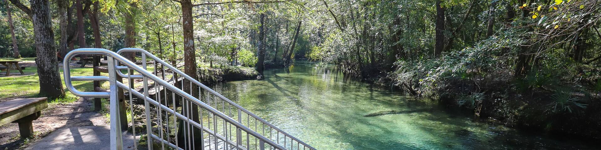 PONCE DE LEON, FLORIDA, UNITED STATES - Oct 18, 2018: Stairs to the Spring Run Trail at Ponce De Leon Springs State Park