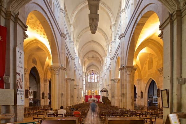 Collegiate Church of Notre-Dame which includes a church or cathedral, heritage elements and interior views