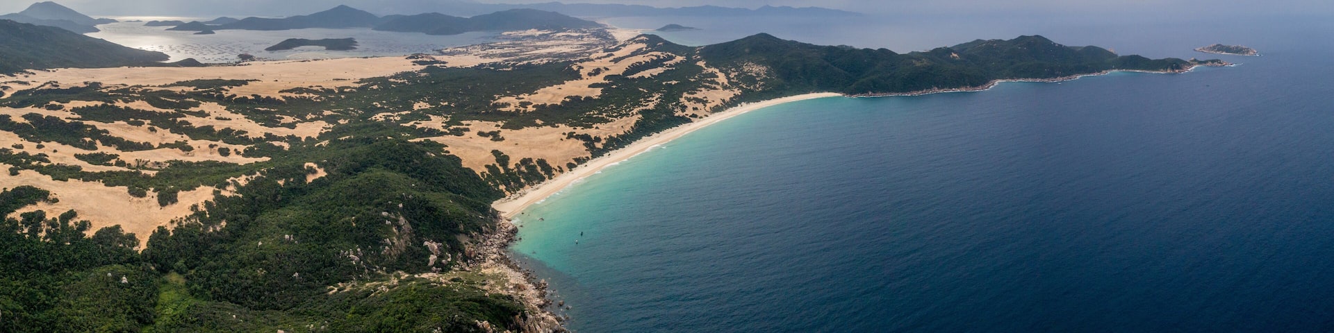 Panorama Aerial of Na Beach at Dam Mon Peninsula, Van Phong Bay, Khanh Hoa