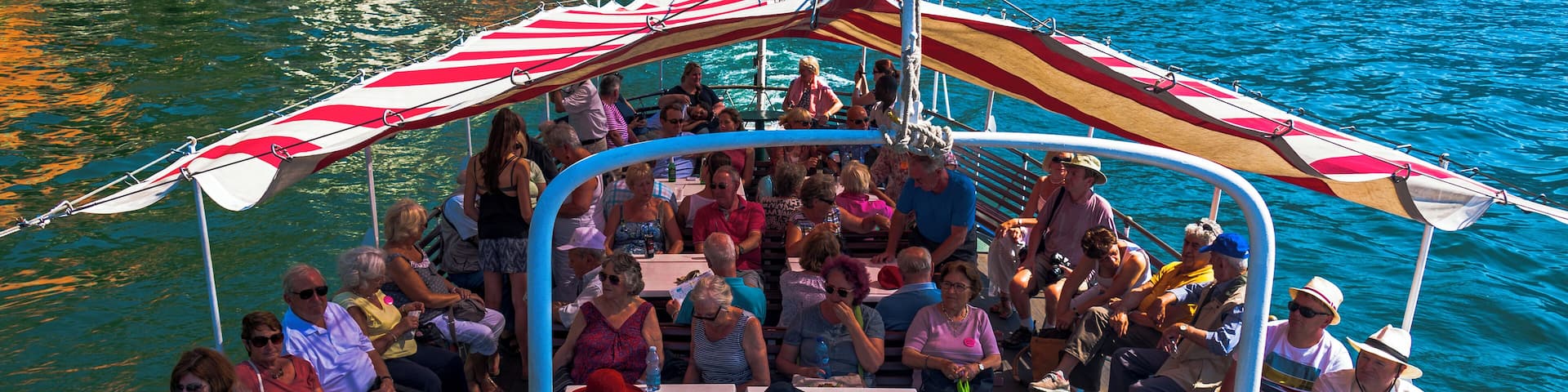 The rear deck of one of the ferries up Lake Como seen shortly after departure from Nesso.