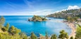 Panoramic view of Isola Bella small island near Taormina, Sicily, Italy.