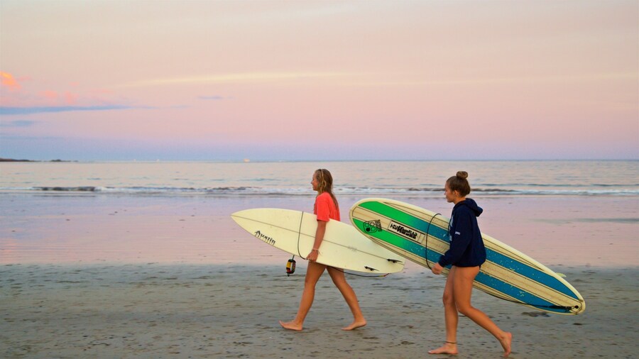 Gooch\'s Beach featuring surfing, general coastal views and a sandy beach