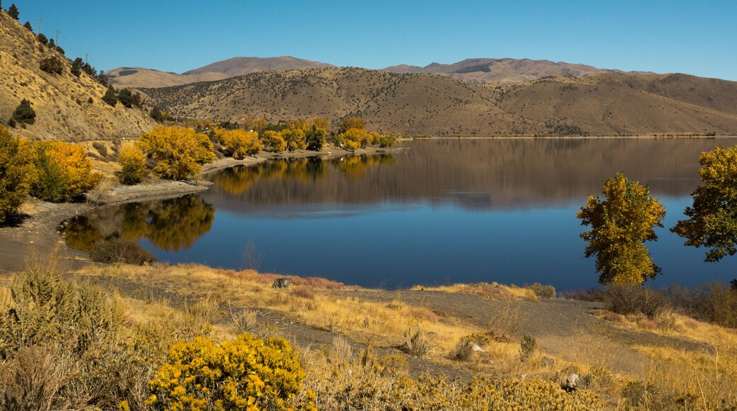 Beautiful lake and mountains landscape in autumn season. Location place is Topaz Lake, Nevada and California border
