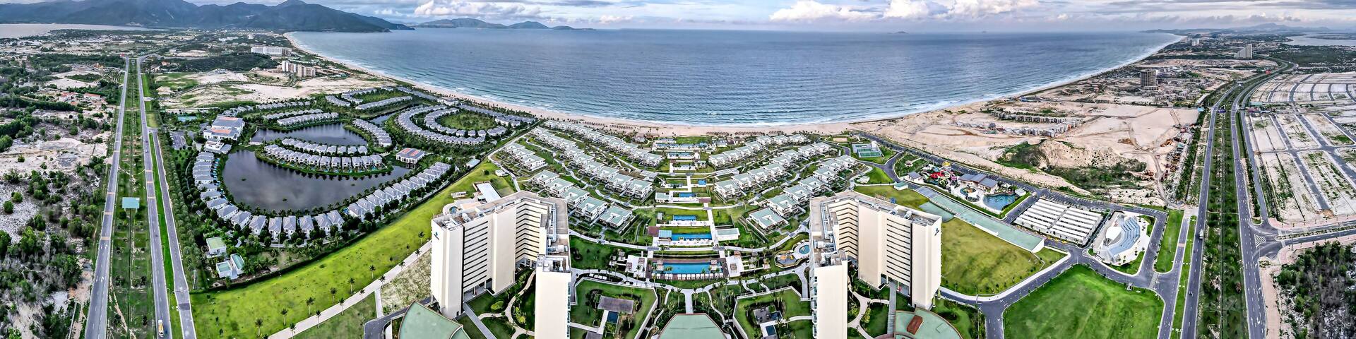 Overview of 5-star Alma resort located on the famous Bai Dai beach of Cam Ranh district, province Khanh Hoa, Vietnam