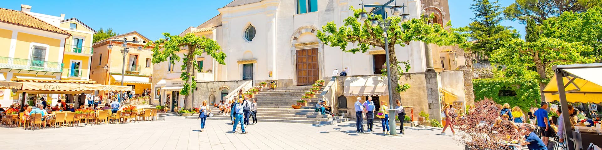 Ravello old town and Duomo central square with cathedral, Italy