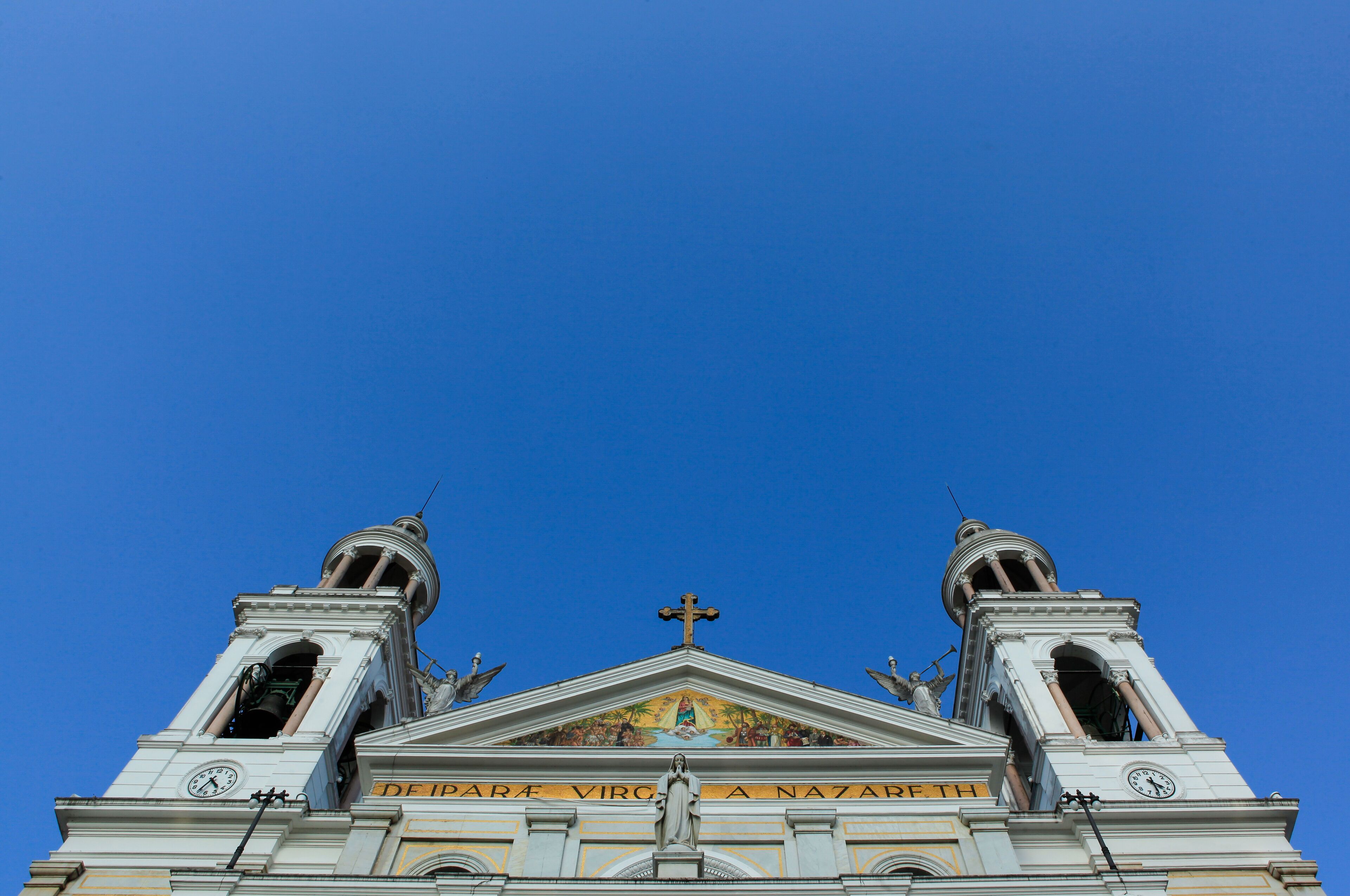 Detail of Basilica of Our Lady of Nazareth during the festivities of Círio de Nazaré in Belém, Pará, Amazon, Brazil.
