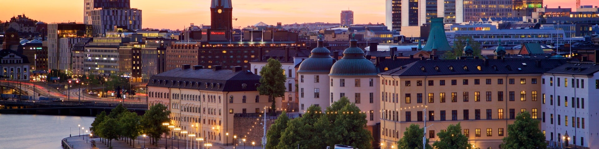 Monteliusvagen featuring landscape views, a sunset and a city