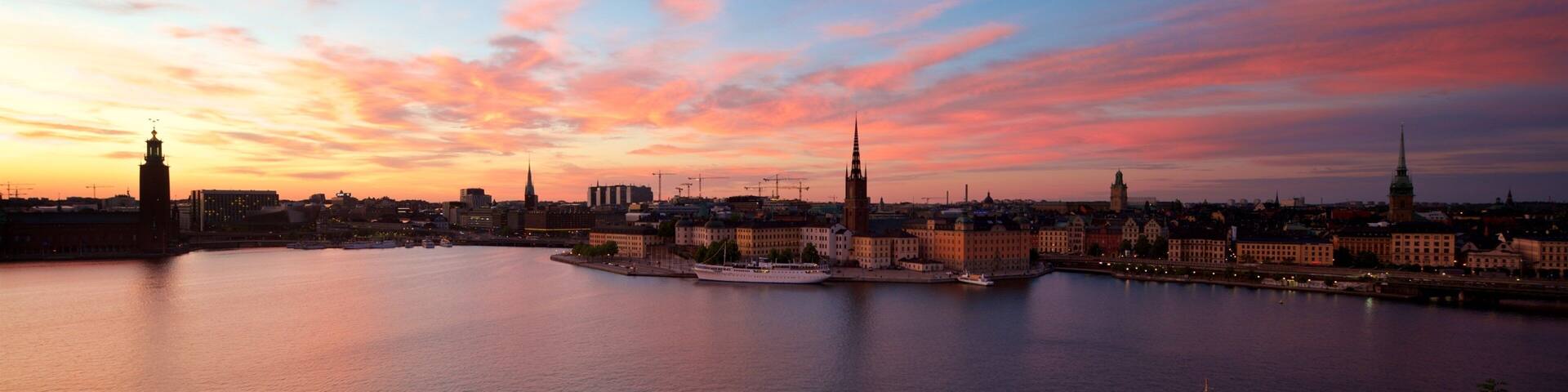 Monteliusvagen featuring a city, landscape views and a bay or harbor