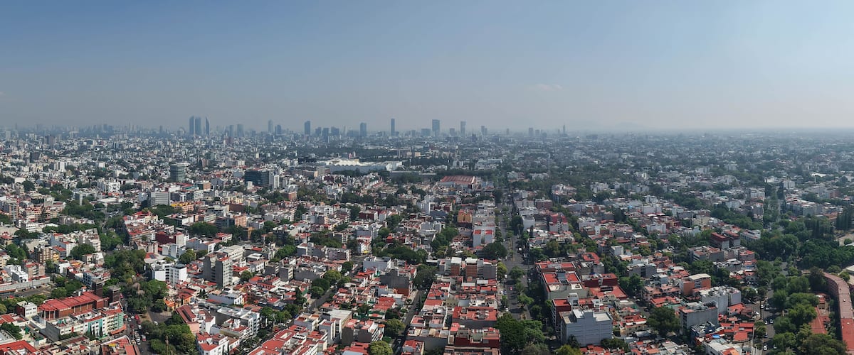 Panoramic aerial photo from Mexico City's Narvarte neighborhood