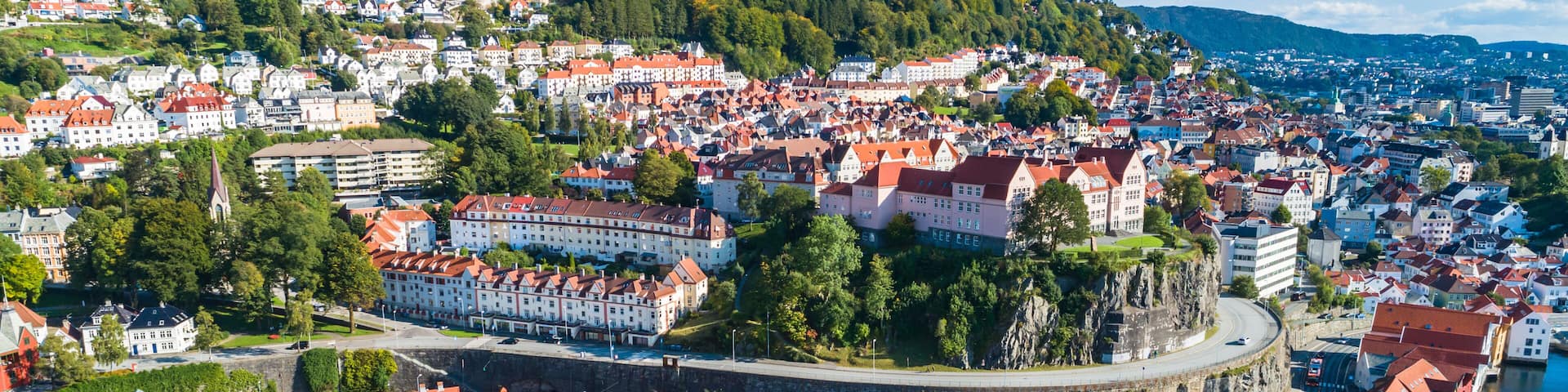 Bergen old town aerial view. Bergen, Norway.