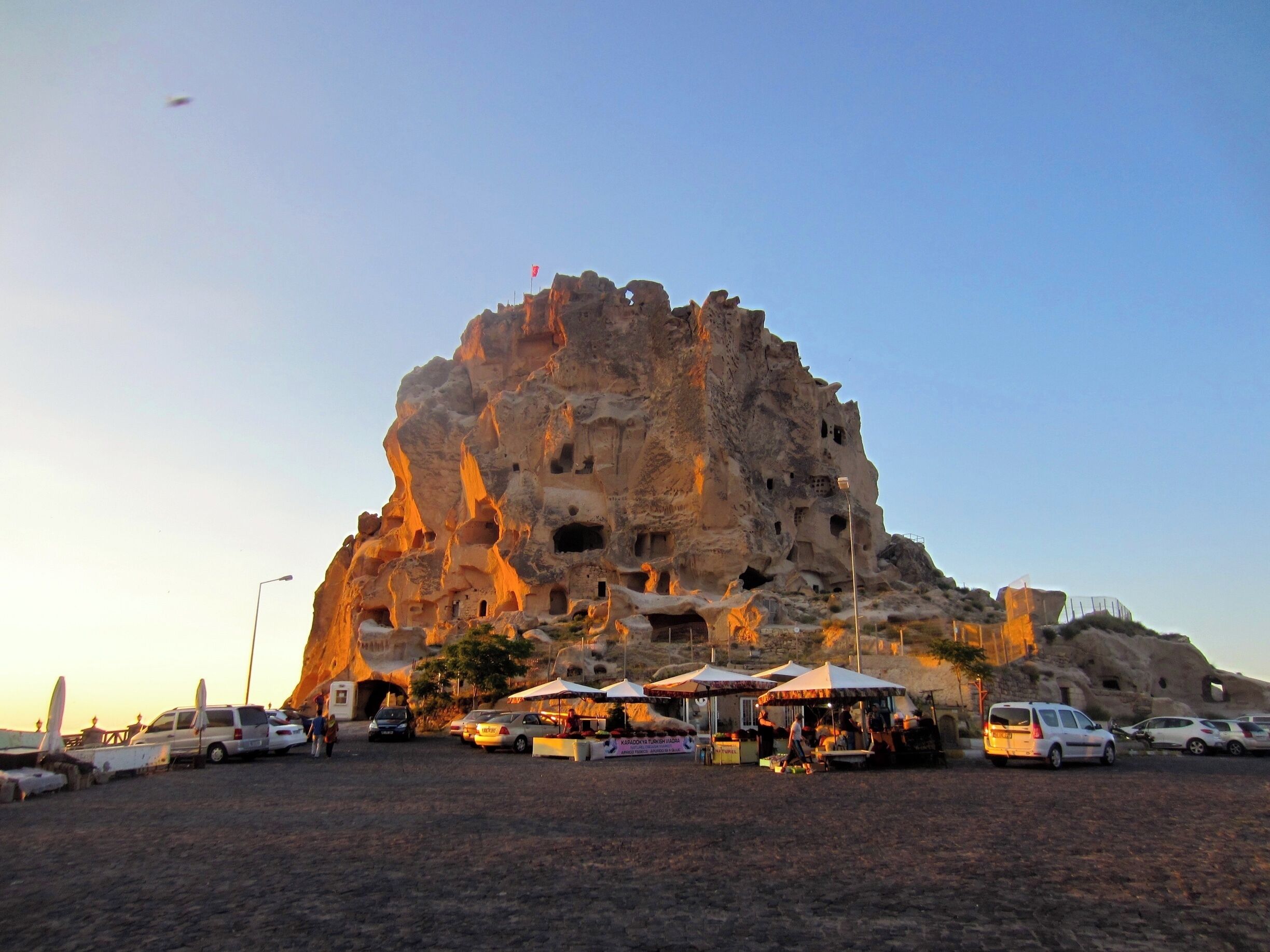 Uchisar castle in Cappadocia, turkey.  the region was stunning, felt like you were on another planet, if you ever go to turkey make sure to go to Cappadocia  
#goldenhour