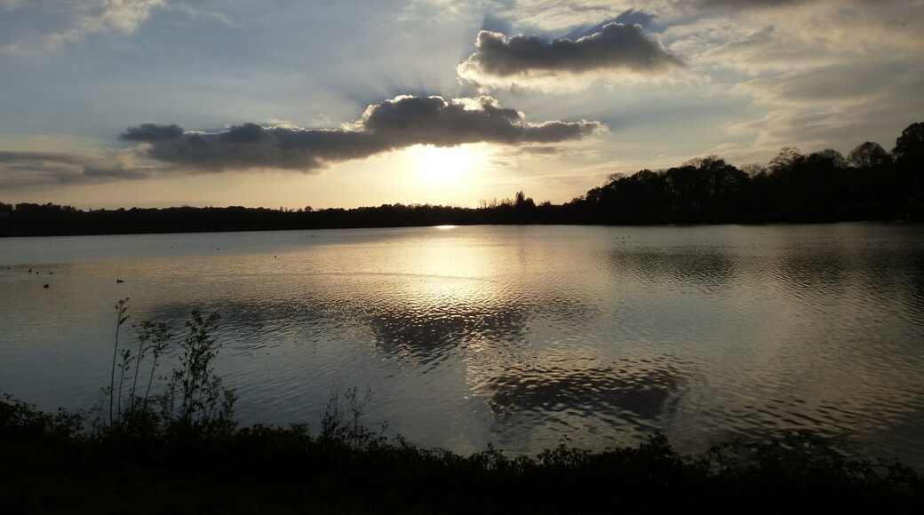 coucher de soleil sur l'etang de bain de bretagne