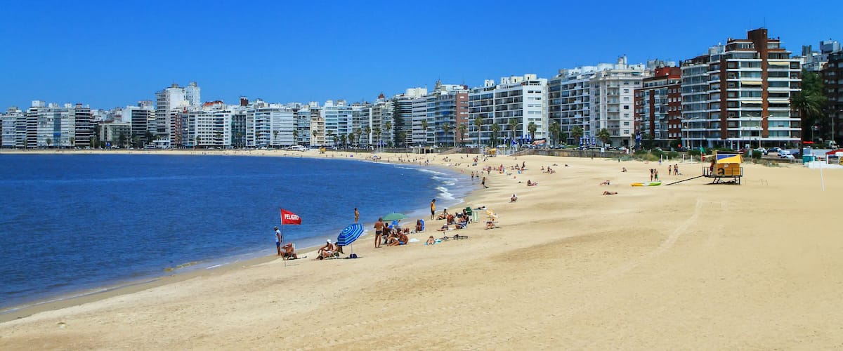Pocitos beach along the bank of the Rio de la Plata in Montevideo, Uruguay