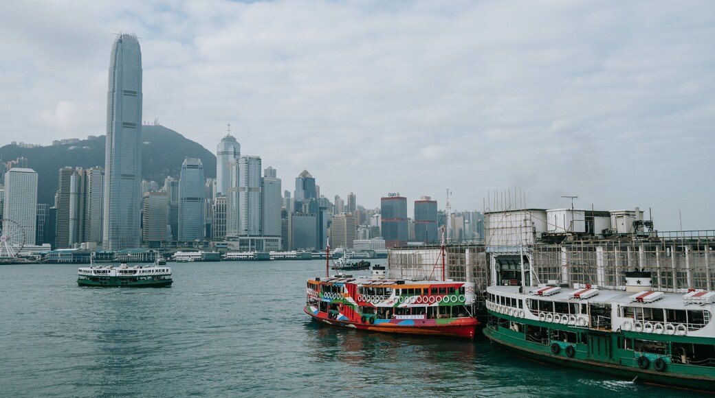 Victoria Harbour featuring a bay or harbor, a marina and a city