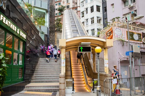 Mid-levels Escalators showing street scenes