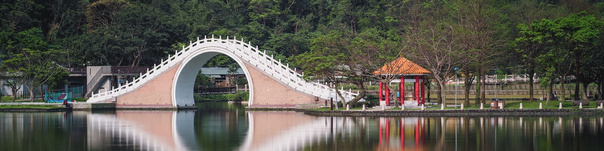 Jindai Bridge of Dahu Park in Neihu District, Taipei, Taiwan.