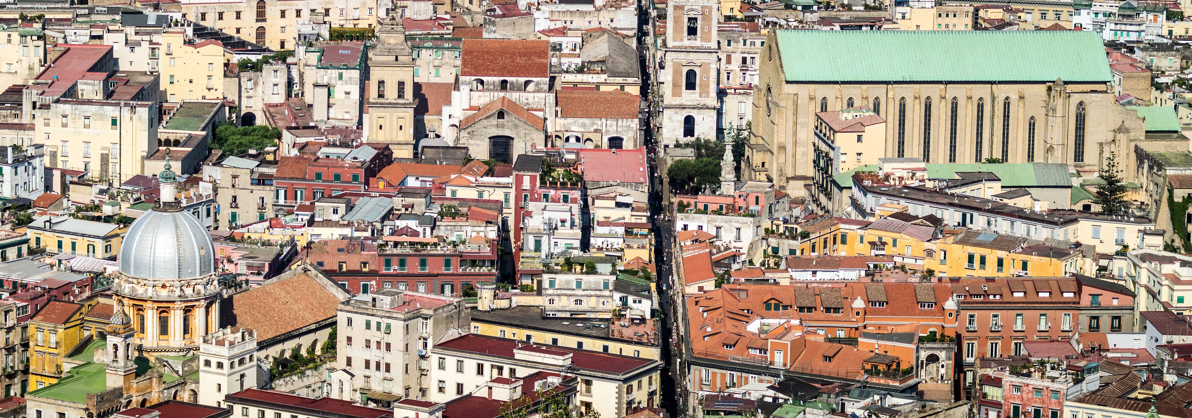 Spaccanapoli, Naples Italy.  View of Spaccanapoli street splitting city center