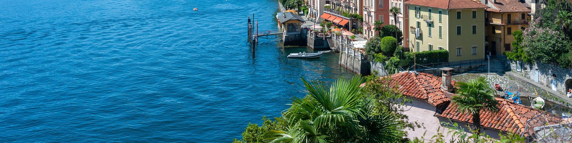 Landscape and cityscape of Cannero Riviera on Lake Maggiore in northern Italy